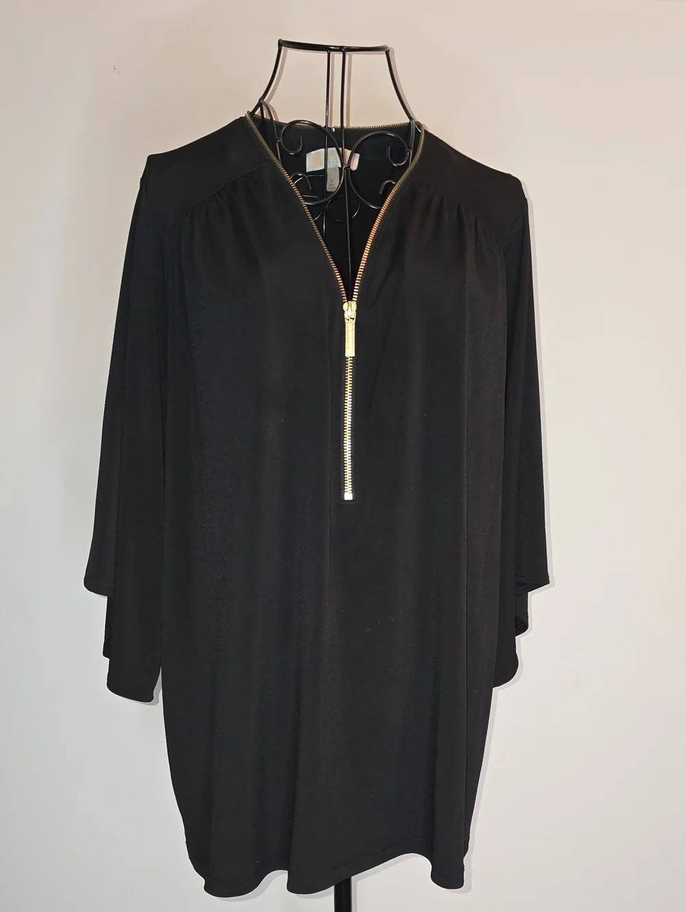 Michael Kors Black Top with Gold Zip Detail